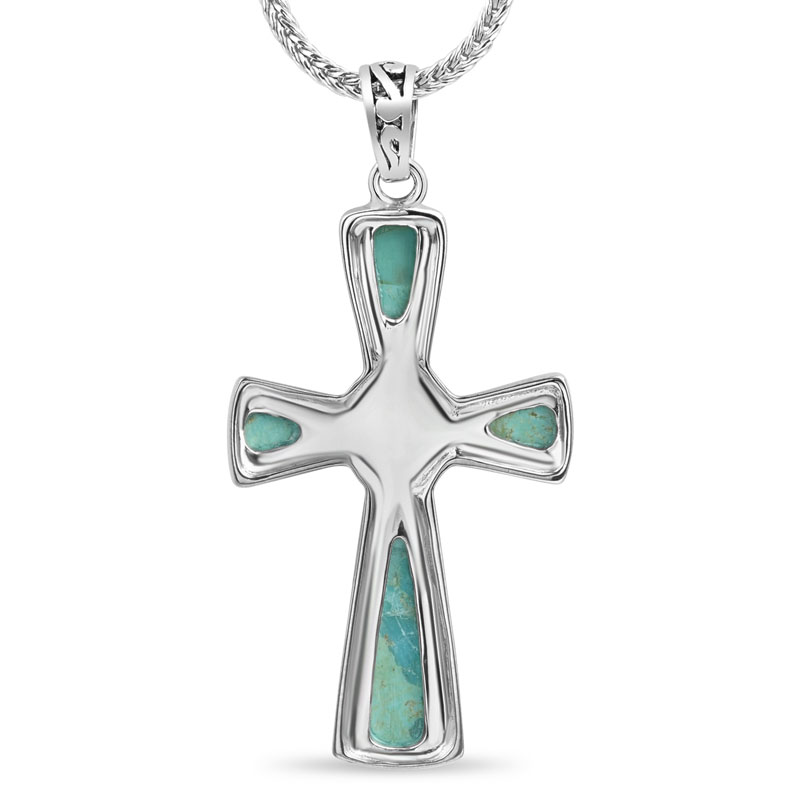 Mission Turquoise Cross Pendant (3 2/5 ctw) & 18